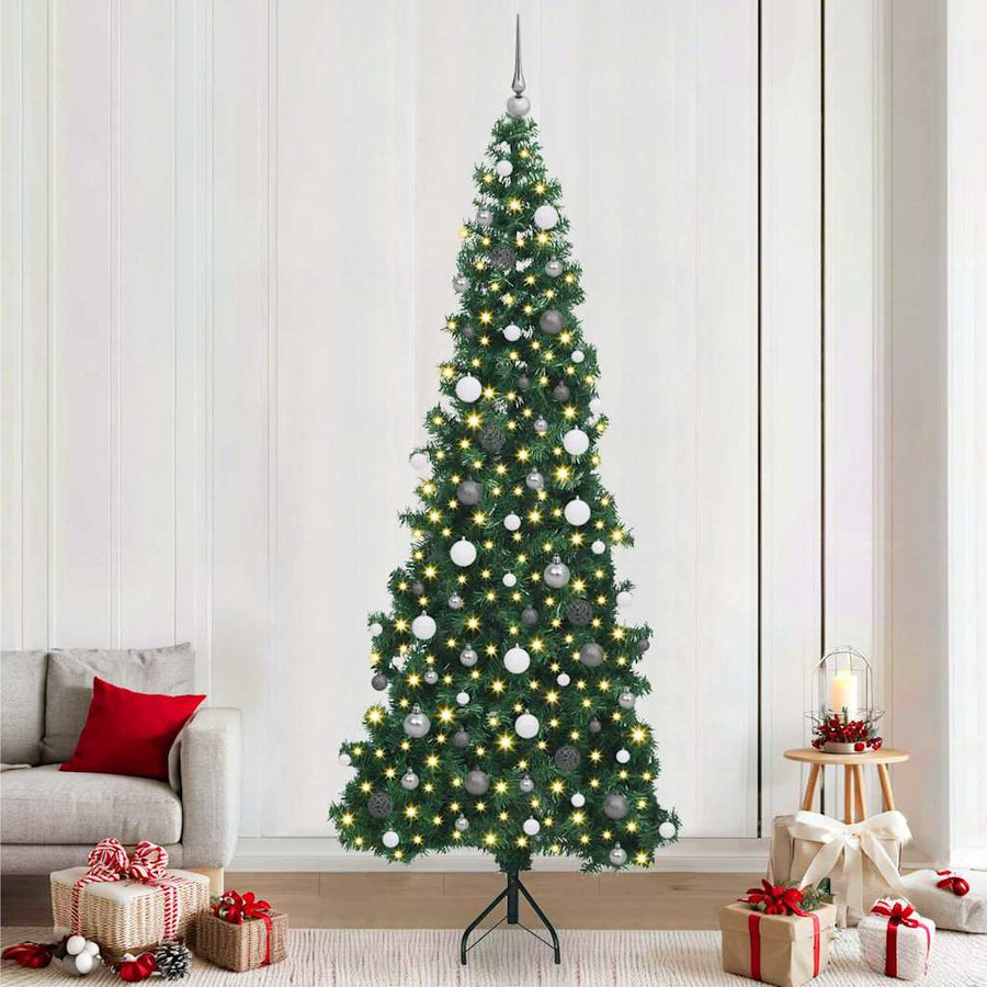 Corner Artificial Christmas Tree Green 240 cm PVC and Metal
