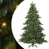 Artificial Hinged Christmas Tree Green 210 cm PVC and Steel - Front View