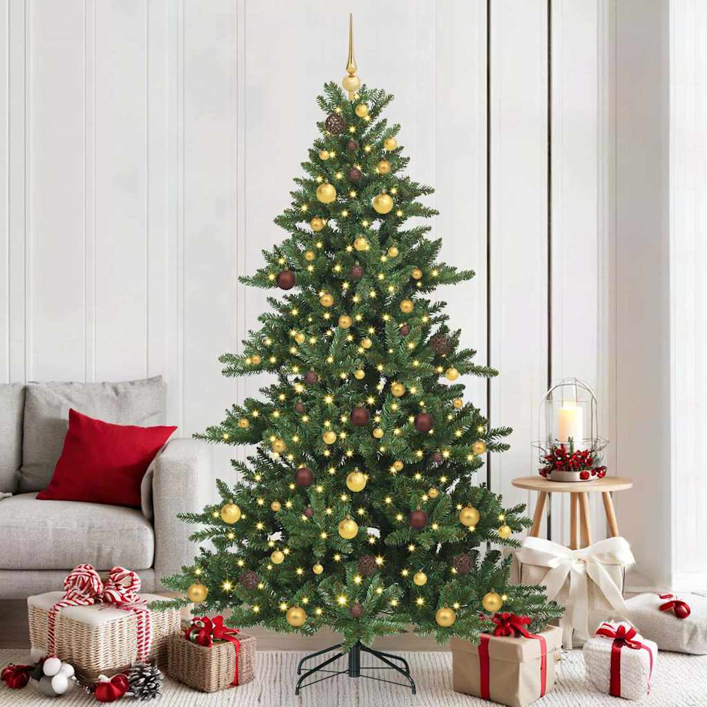Artificial Hinged Christmas Tree Green 210 cm PVC and Steel