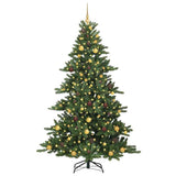 Artificial Hinged Christmas Tree Green 210 cm PVC and Steel - Side View