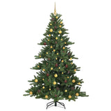 Artificial Hinged Christmas Tree Green 210 cm PVC and Steel - Top-Down View