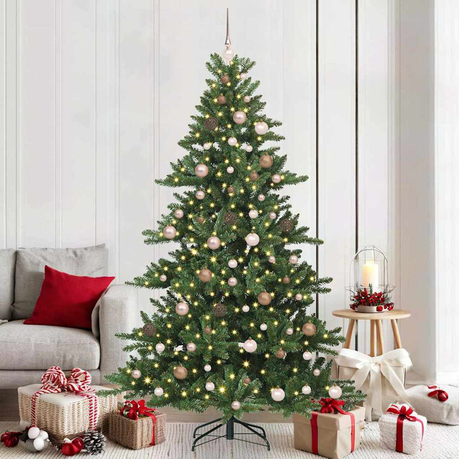 Artificial Hinged Christmas Tree Green 210 cm PVC and Steel