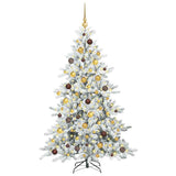 Artificial Hinged Christmas Tree White 180 cm PVC and Steel - Side View