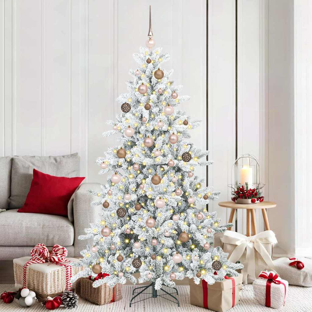 Artificial Hinged Christmas Tree White 180 cm PVC and Steel