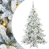 Artificial Hinged Christmas Tree White 180 cm PVC and Steel - Front View