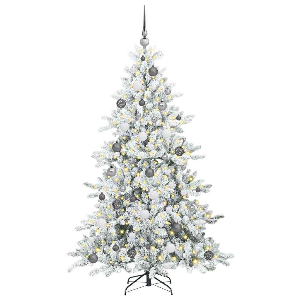 Artificial Hinged Christmas Tree White 180 cm PVC and Steel
