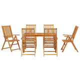 Garden Dining Set Folding 7 pcs Brown Solid Acacia wood - Close-Up Angle