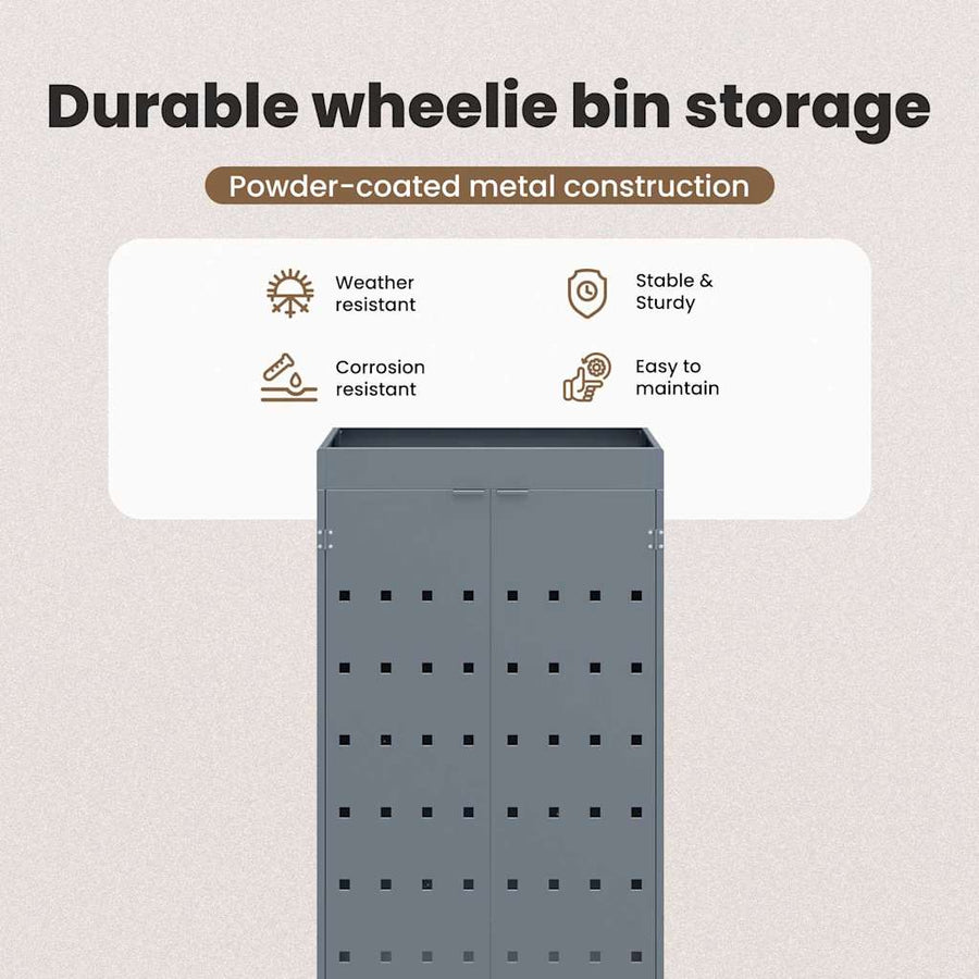 Wheelie Bin Storage with Planter Roof for Single 240L Bin