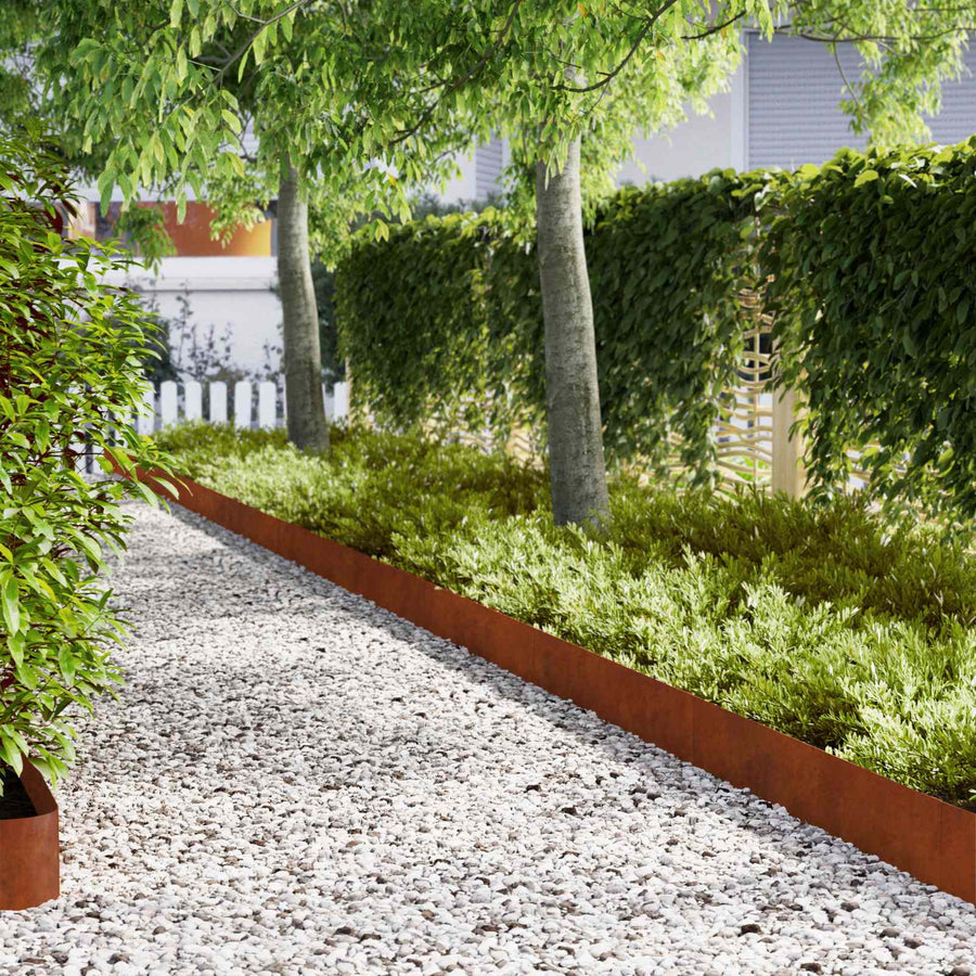 Lawn Edging 30 pcs Rusty 103 x 0.05 x 20 cm Weathering Steel