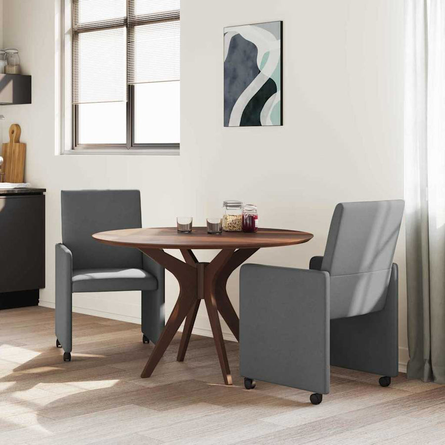 Dining Chairs with Wheels 2 pcs Fabric Dark Grey