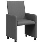 Dining Chairs with Wheels 2 pcs Fabric Dark Grey