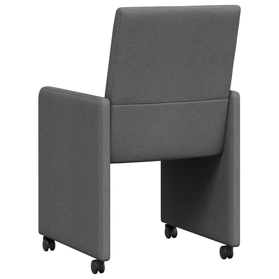 Dining Chairs with Wheels 2 pcs Fabric Dark Grey