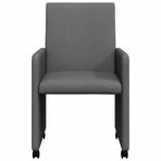 Dining Chairs with Wheels 2 pcs Fabric Dark Grey
