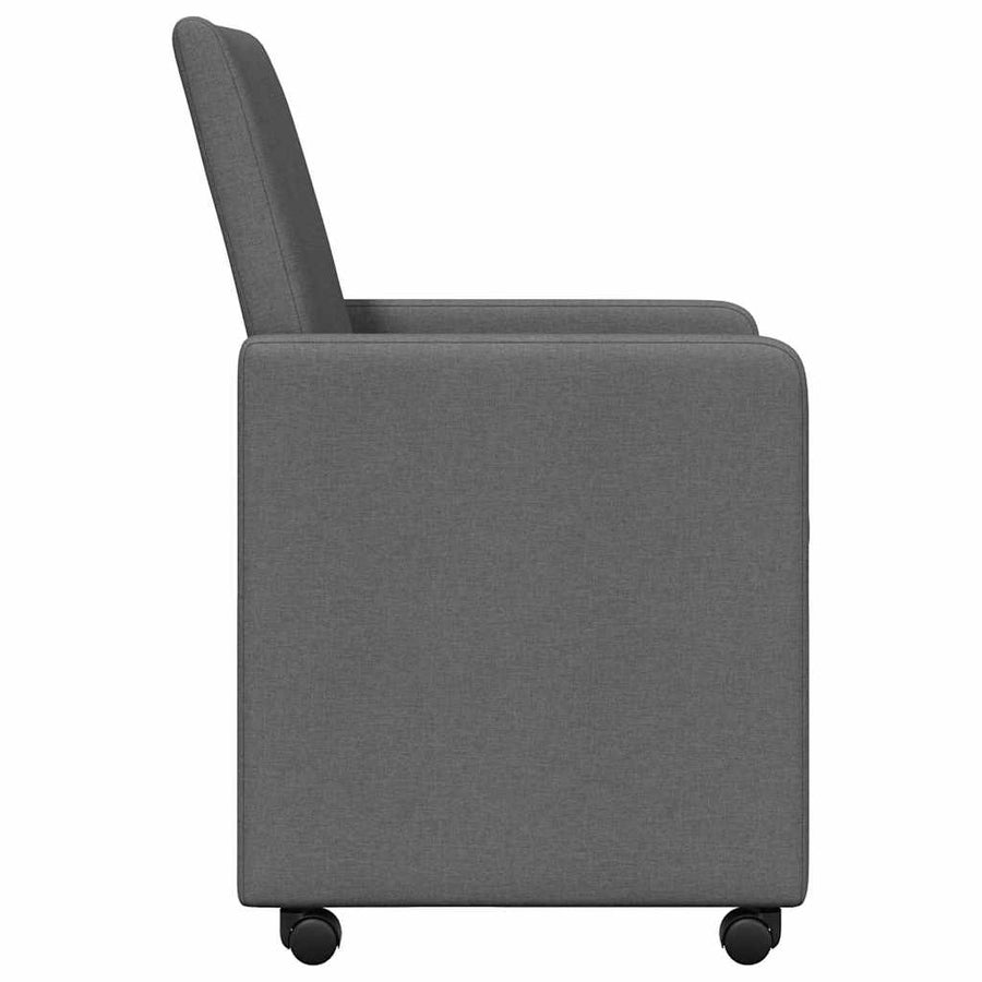 Dining Chairs with Wheels 2 pcs Fabric Dark Grey
