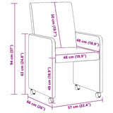 Dining Chairs with Wheels 2 pcs Dark Grey 57 x 66 x 94 cm