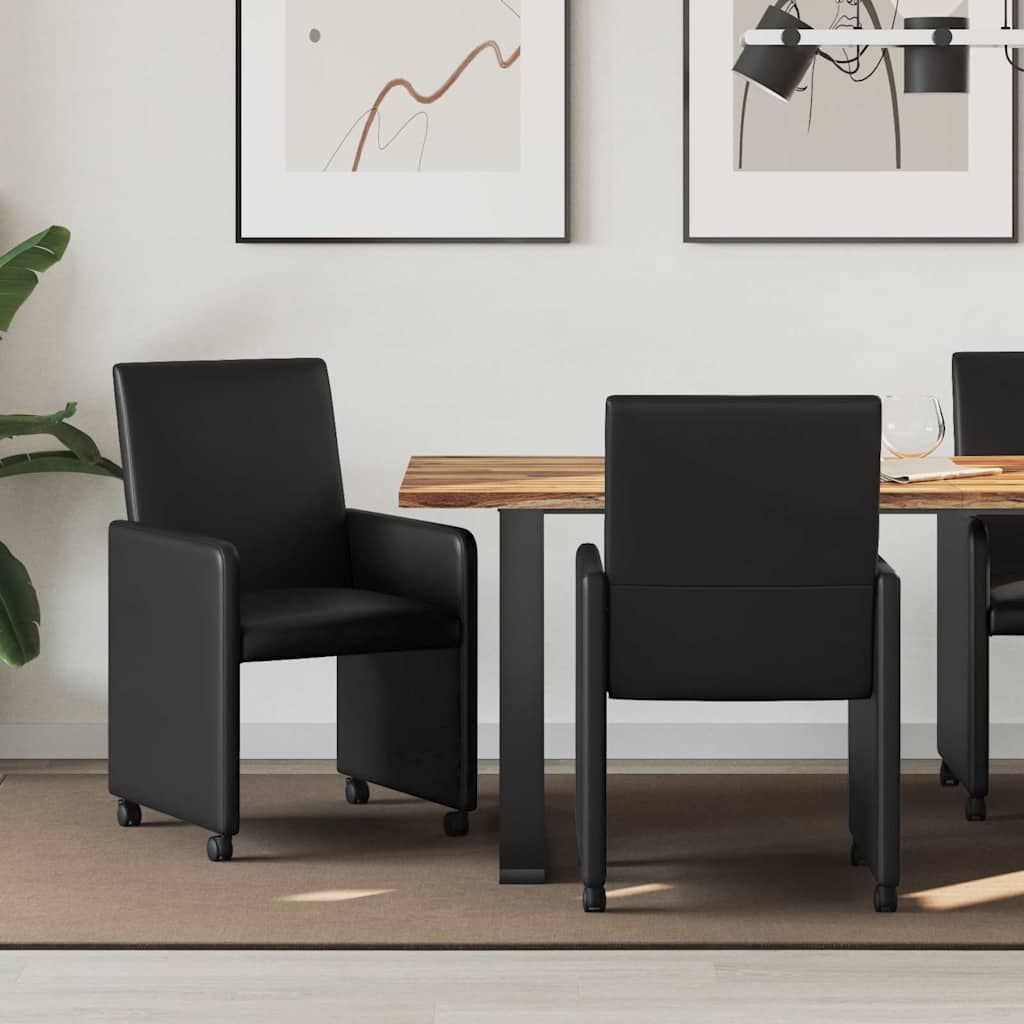 Dining Chairs with Wheels 2 pcs Black 57 x 66 x 94 cm