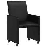 Dining Chairs with Wheels 2 pcs Black 57 x 66 x 94 cm - Front View