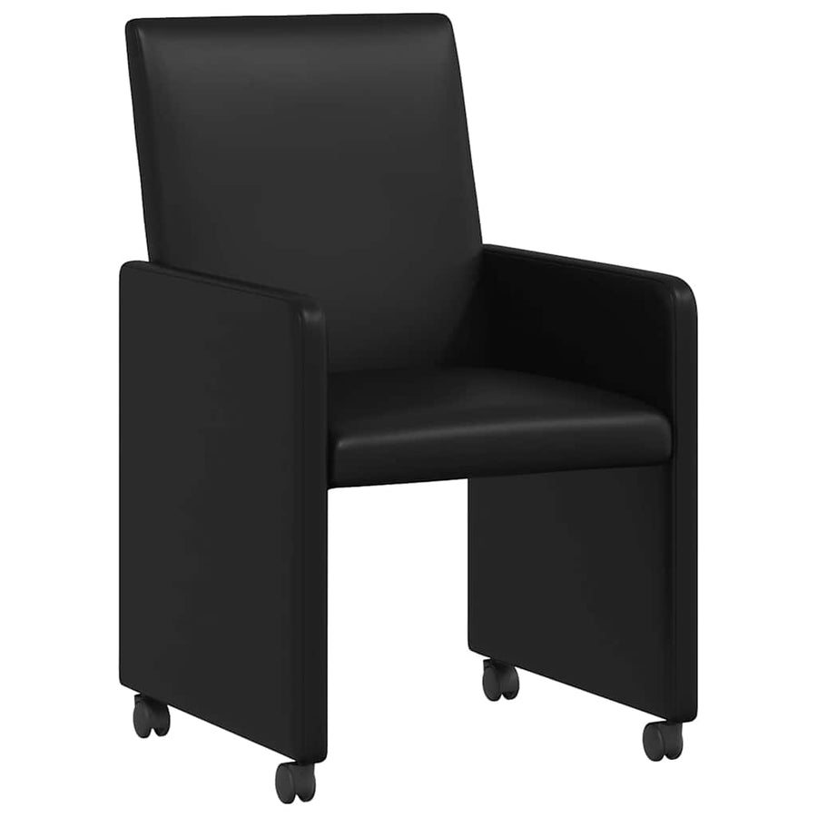 Dining Chairs with Wheels 2 pcs Faux leather Black