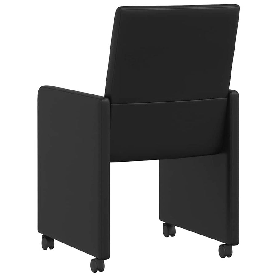 Dining Chairs with Wheels 2 pcs Faux leather Black