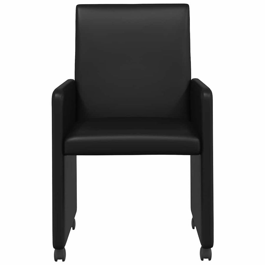 Dining Chairs with Wheels 2 pcs Faux leather Black