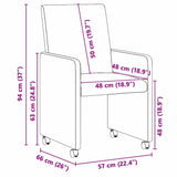 Dining Chairs with Wheels 2 pcs Black 57 x 66 x 94 cm - Extra Image