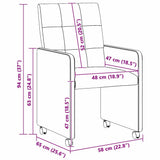 Dining Chairs with Wheels 2 pcs Dark grey 58 x 65 x 94 cm - Extra Image