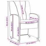 Dining Chairs with Wheels 2 pcs Dark grey 57 x 67 x 95 cm