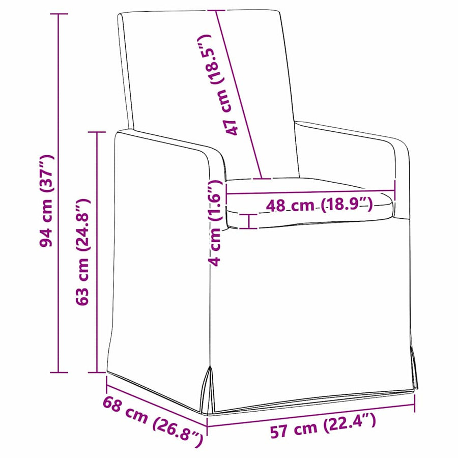 Dining Chairs 2 pcs Fabric Dark grey 57 x 68 x 94 cm