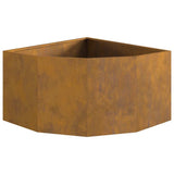 Corner Planter Rusty 60 x 60 x 35 cm Weathering steel - Rear View
