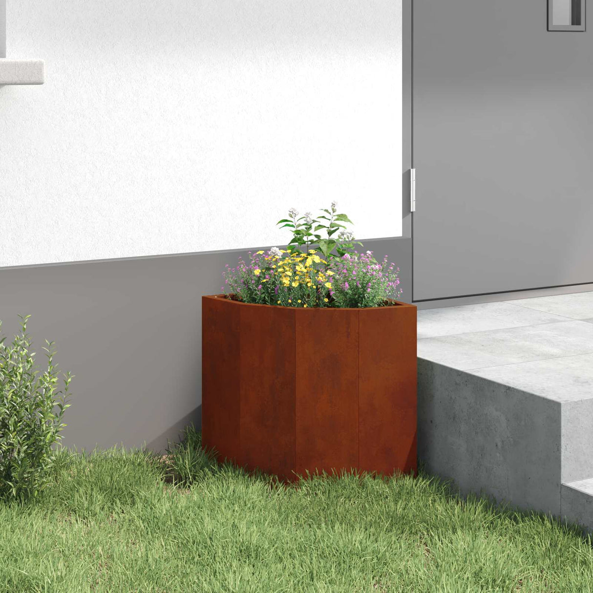 Corner Planter Rusty 30 x 30 x 35 cm Weathering steel