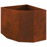 Corner Planter Rusty 60 x 60 x 50 cm Weathering steel - Front View