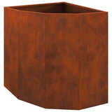 Corner Planter Rusty 45 x 45 x 50 cm Weathering steel - Front View