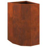 Corner Planter Rusty 30 x 30 x 50 cm Weathering steel - Front View
