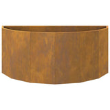 Planter Rusty 90 x 45 x 35 cm Weathering Steel - Rear View
