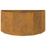 Planter Rusty 120 x 60 x 50 cm Weathering Steel - Rear View