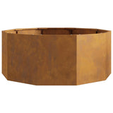 Planter Rusty 90 x 90 x 35 cm Weathering Steel - Rear View