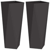 Planter 2 pcs Black 30 x 30 x 75 cm Steel - Front View
