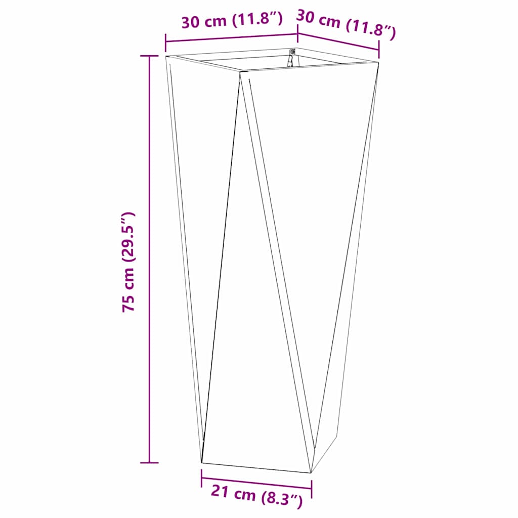 Planter 2 pcs Black 30 x 30 x 75 cm Steel