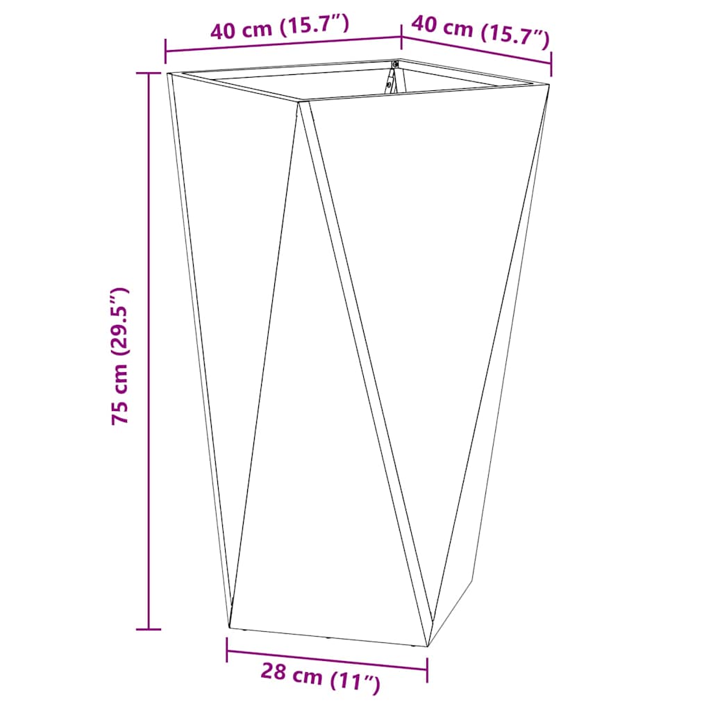 Planter Black 40 x 40 x 75 cm Steel