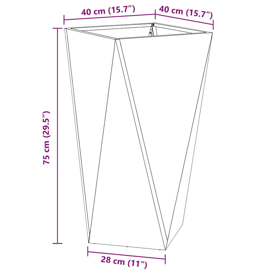 Planter Black 40 x 40 x 75 cm Steel