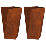 Planter 2 pcs Rusty 40 x 40 x 75 cm Weathering Steel - Front View