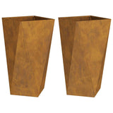 Planter 2 pcs Rusty 40 x 40 x 75 cm Weathering Steel - Rear View