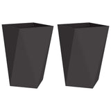 Planter 2 pcs Black 50 x 50 x 75 cm Steel - Front View