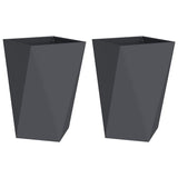 Planter 2 pcs Anthracite 50 x 50 x 75 cm Steel - Front View