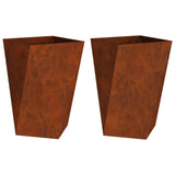 Planter 2 pcs Rusty 50 x 50 x 75 cm Weathering Steel - Front View