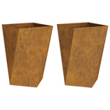 Planter 2 pcs Rusty 50 x 50 x 75 cm Weathering Steel - Rear View