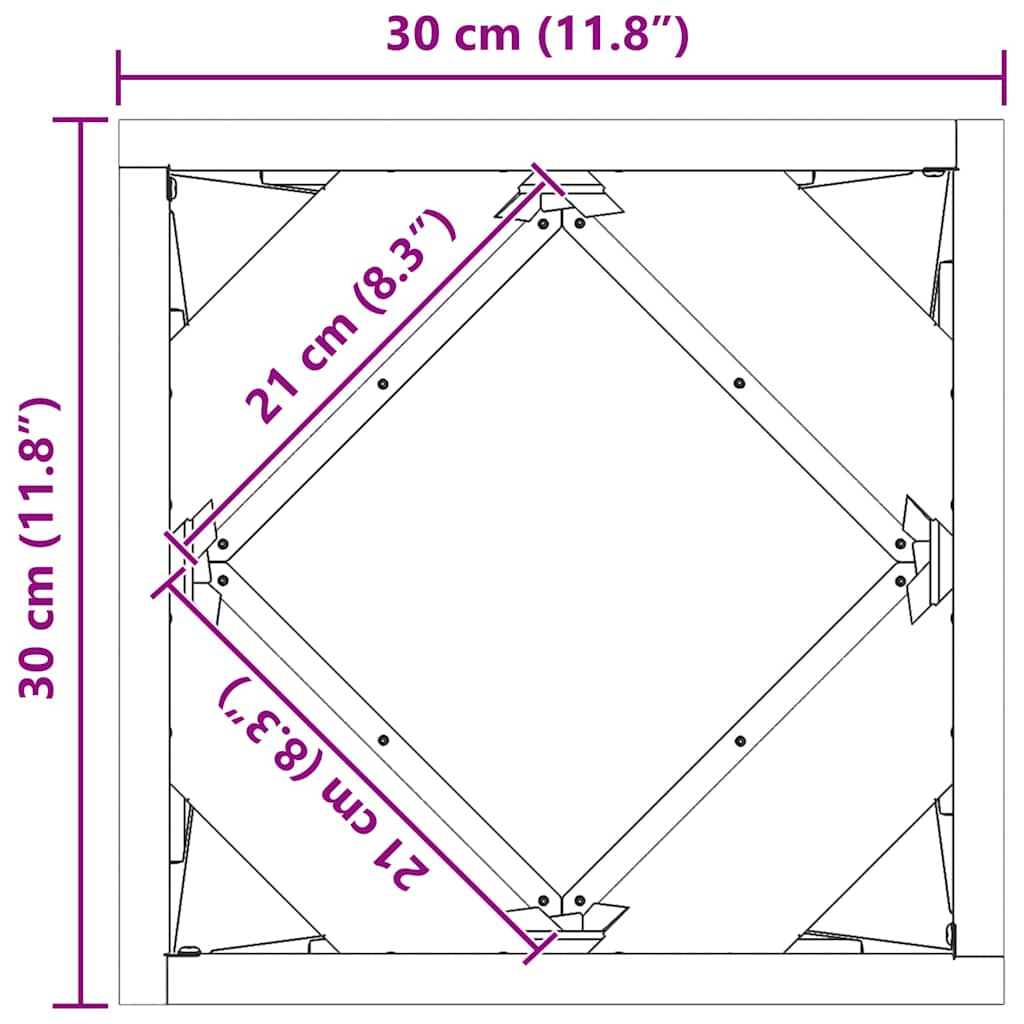 Planter Black 30 x 30 x 30 cm Steel