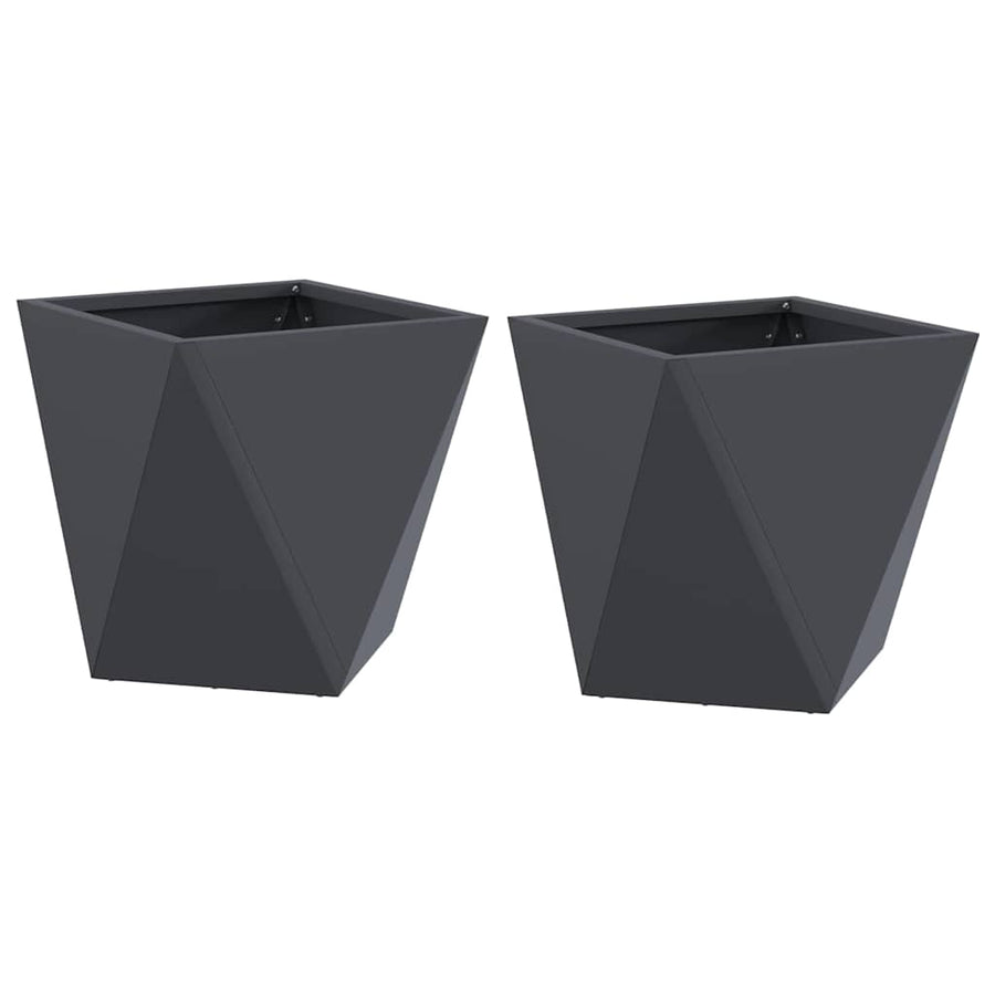 Planter 2 pcs Anthracite 30 x 30 x 30 cm Steel