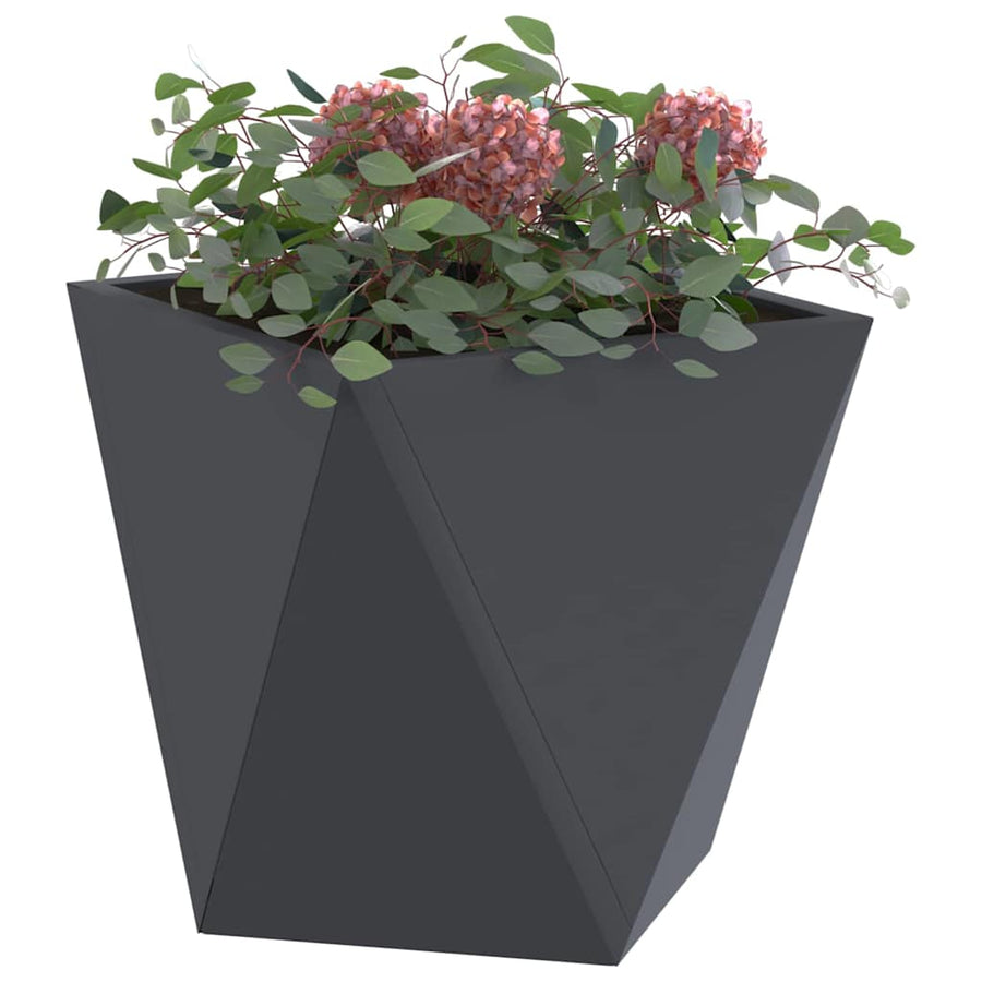 Planter 2 pcs Anthracite 30 x 30 x 30 cm Steel