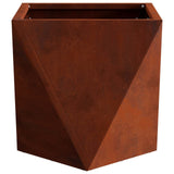 Planter Rusty 30 x 30 x 30 cm Weathering Steel - Rear View